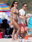 Amelia Hamlin in Animal Print Bikini at the Beach in Miami