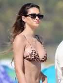 Amelia Hamlin in Animal Print Bikini at the Beach in Miami