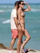 Amelia Hamlin in Animal Print Bikini at the Beach in Miami