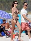 Amelia Hamlin in Animal Print Bikini at the Beach in Miami