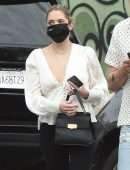 Ashley Benson Braless Cleavage and Pokies Out in Silver Lake
