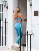 Bianca Gascoigne Booty in Leggings and Sports Bra Out in London