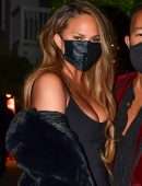 Chrissy Teigen Cleavage and Leggy, Out in Los Angeles