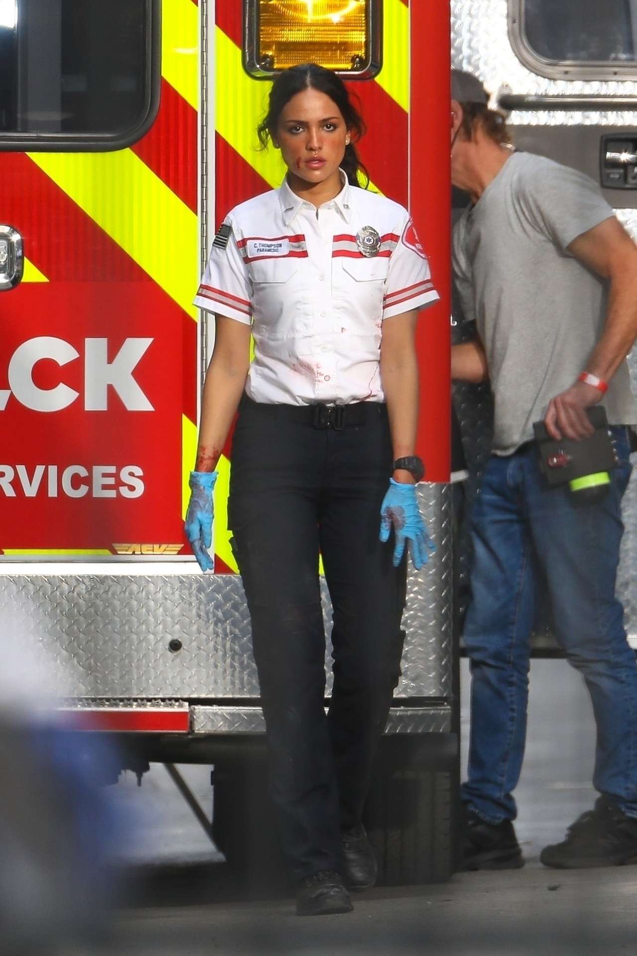Eiza Gonzalez - On the Set of 'Ambulance' in Los Angeles