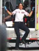Eiza Gonzalez - On the Set of 'Ambulance' in Los Angeles