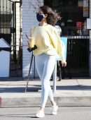Eiza Gonzalez Booty in White Tights, Outside Alfred's in West Hollywood