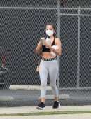 Isabela Merced Booty in Tights, Leaving the Gym in Los Angeles