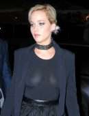 Jennifer Lawrence in See-Through Top in Manhattan