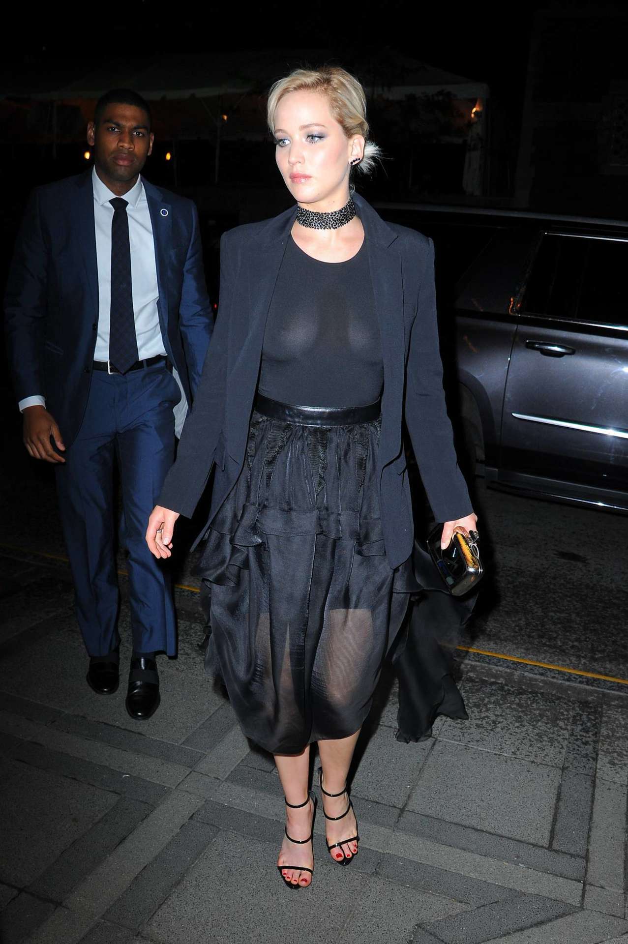 Jennifer Lawrence in See-Through Top in Manhattan