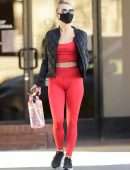 Julianne Hough Booty and Pokies in Tight Red Gym Outfit