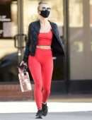 Julianne Hough Booty and Pokies in Tight Red Gym Outfit