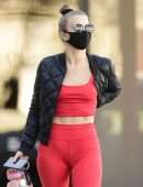 Julianne Hough Booty and Pokies in Tight Red Gym Outfit