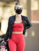Julianne Hough Booty and Pokies in Tight Red Gym Outfit