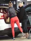 Julianne Hough Booty and Pokies in Tight Red Gym Outfit