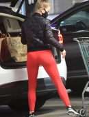 Julianne Hough Booty and Pokies in Tight Red Gym Outfit