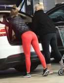Julianne Hough Booty and Pokies in Tight Red Gym Outfit