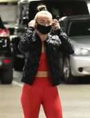 Julianne Hough Booty and Pokies in Tight Red Gym Outfit