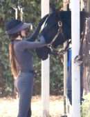 Kendall Jenner Booty in a Tight Jumpsuit Horse Riding in Malibu