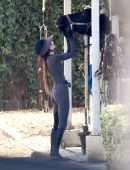 Kendall Jenner Booty in a Tight Jumpsuit Horse Riding in Malibu