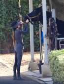 Kendall Jenner Booty in a Tight Jumpsuit Horse Riding in Malibu