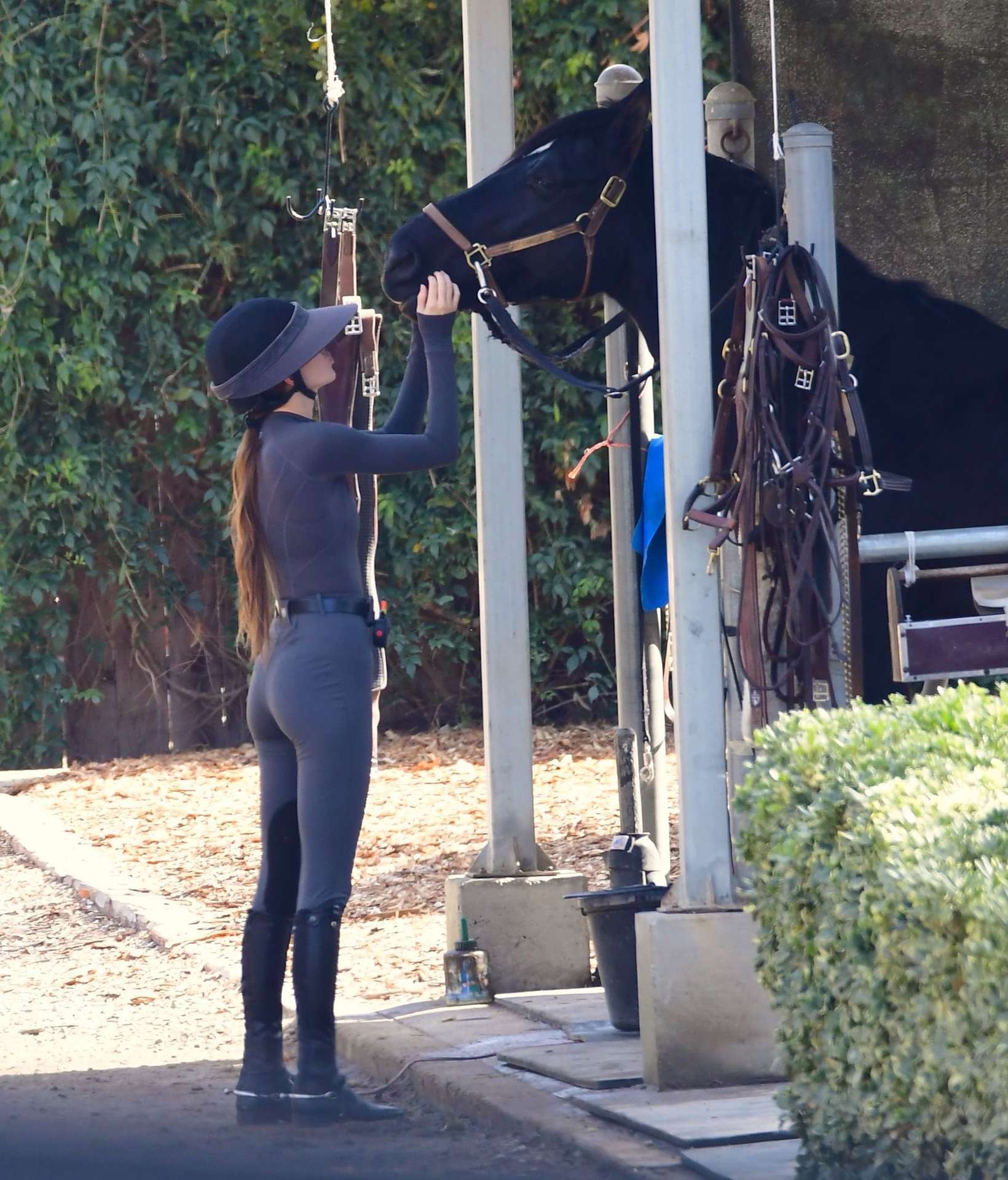 Kendall Jenner Booty in a Tight Jumpsuit Horse Riding in Malibu