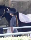 Kendall Jenner Booty in a Tight Jumpsuit Horse Riding in Malibu