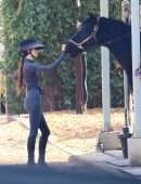 Kendall Jenner Booty in a Tight Jumpsuit Horse Riding in Malibu