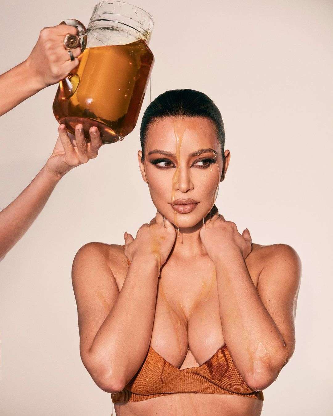Kim Kardashian Bathing in Honey for Photoshoot