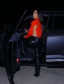 Kim Kardashian in Black Leather Pants and Stilettos in Calabasas