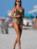 Kimberley Garner Booty in an Olive Green Swimsuit on Miami Beach