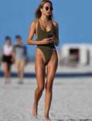 Kimberley Garner Booty in an Olive Green Swimsuit on Miami Beach