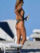 Kimberley Garner Booty in an Olive Green Swimsuit on Miami Beach
