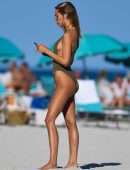 Kimberley Garner Booty in an Olive Green Swimsuit on Miami Beach