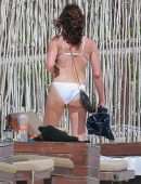 Luann de Lesseps Booty at the Beach in a White Bikini in Tulum, Mexico
