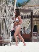 Luann de Lesseps Booty at the Beach in a White Bikini in Tulum, Mexico