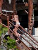 Luann de Lesseps Booty at the Beach in a White Bikini in Tulum, Mexico