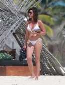 Luann de Lesseps Booty at the Beach in a White Bikini in Tulum, Mexico