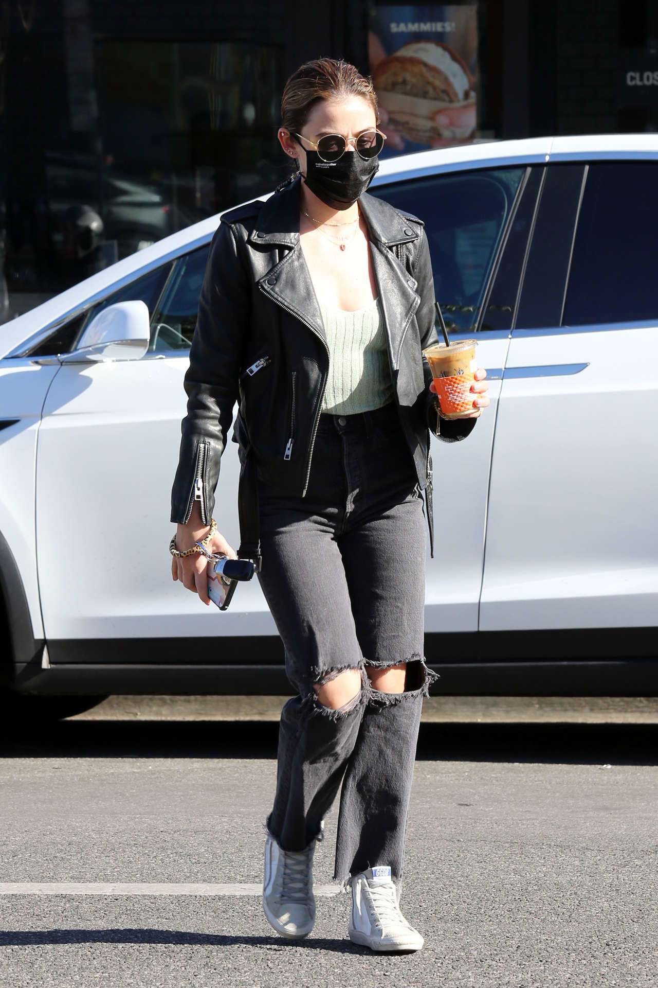 Lucy Hale in Jeans, getting Coffee in LA