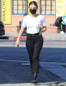 Lucy Hale in Jeans on Coffee Run in Los Angeles