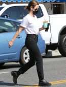Lucy Hale in Jeans on Coffee Run in Los Angeles