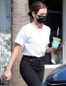 Lucy Hale in Jeans on Coffee Run in Los Angeles