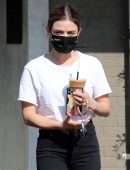 Lucy Hale in Jeans on Coffee Run in Los Angeles