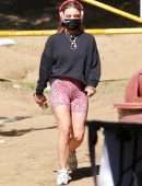 Lucy Hale Leggy in Shorts, Out for a Hike in Los Angeles