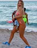 Tana Mongeau Booty in a Thong Pink Bikini in Miami Beach