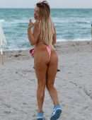 Tana Mongeau Booty in a Thong Pink Bikini in Miami Beach