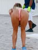 Tana Mongeau Booty in a Thong Pink Bikini in Miami Beach