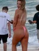 Tana Mongeau Booty in a Thong Pink Bikini in Miami Beach