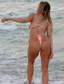 Tana Mongeau Booty in a Thong Pink Bikini in Miami Beach