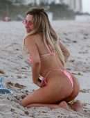 Tana Mongeau Booty in a Thong Pink Bikini in Miami Beach