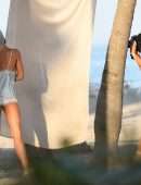 Taylor Hill Booty on Victoria’s Secret Lingerie Photoshoot on a Beach in Miami